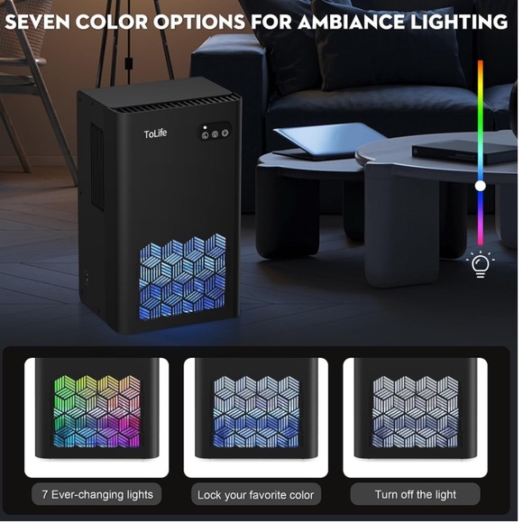 ToLife TZ-C2 Dehumidifiers (950 sq.ft) , 95oz.Tank, 7 Colors LED Light, NIB - Picture 9 of 16